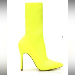 Neon Yellow Heel Boots